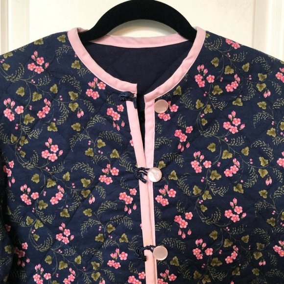 Vintage Handmade Quilted Floral Cottagecore Cozy Button Up Jacket - Picture 3 of 7